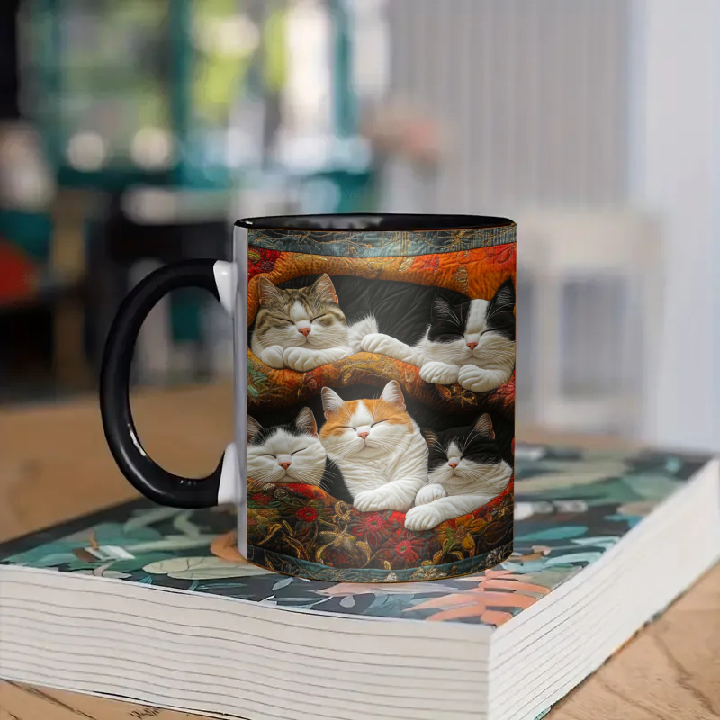 3D Cats Ceramic Coffee Mug