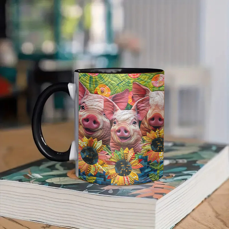 Happy Pig Ceramic Coffee Mug