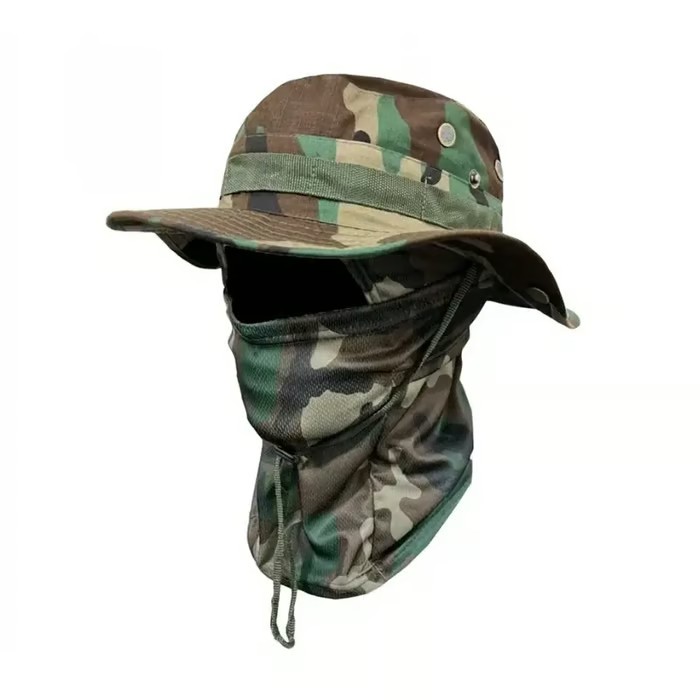 🔥Camouflage 6-in-1 Tactical Bucket Hat – Detachable Face Mask & Neck Flap for Sun Protection