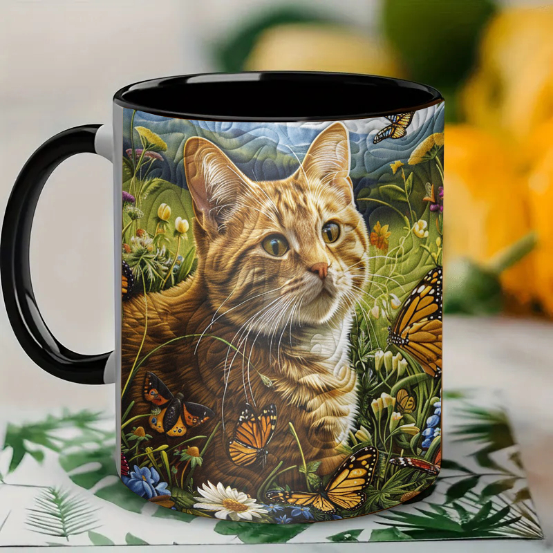 Cat in the Garden Ceramic Coffee Mug