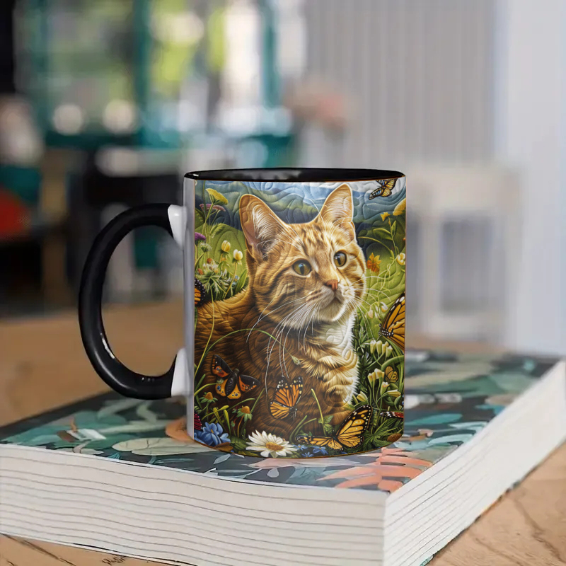 Cat in the Garden Ceramic Coffee Mug