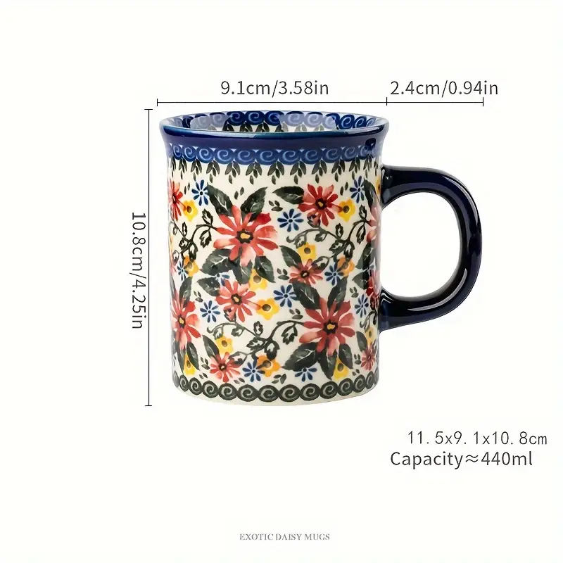 Hand-Painted Floral Ceramic Coffee Mug