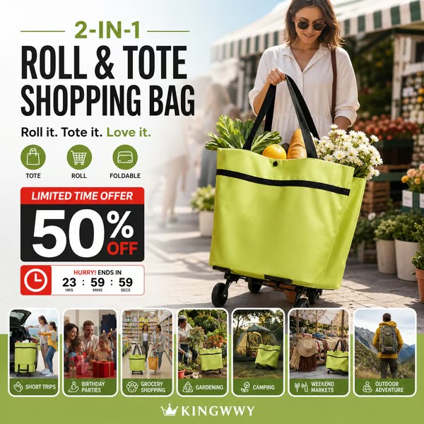 🛍️Foldable 2-in-1 Shopping Bag