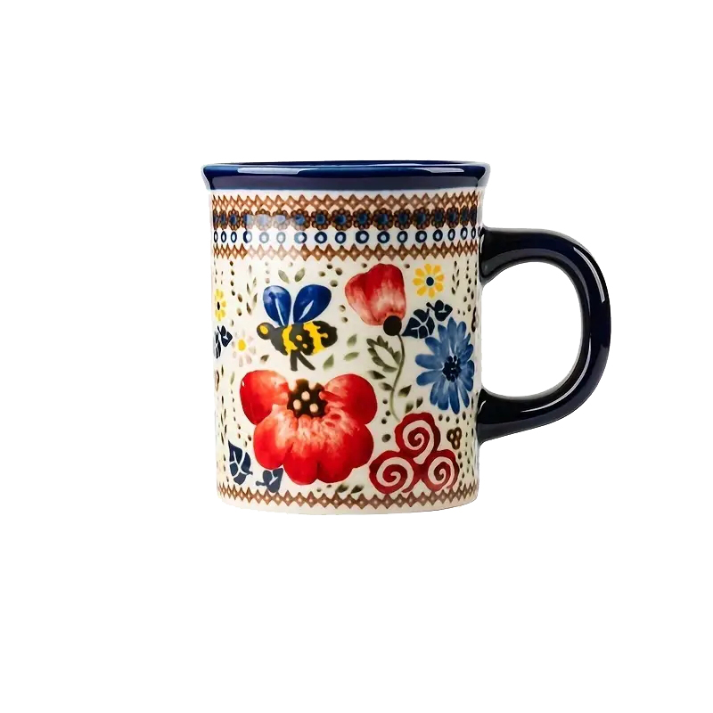 Hand-Painted Floral Ceramic Coffee Mug（15oz）