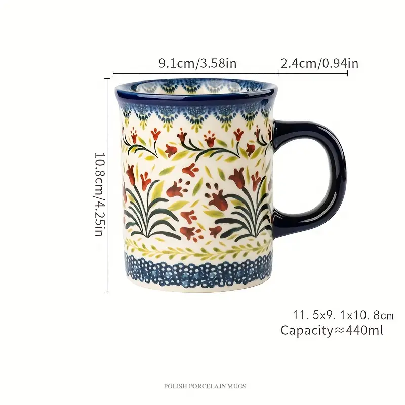Hand-Painted Floral Ceramic Coffee Mug