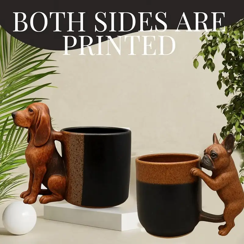 Dachshund Coffee Mug – Realistic Dog Handle Design, Non-Slip Base, Fun Gift for Dog Lovers