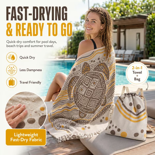 Multifunctional 2-in-1 Sand-Resistant Towel Bag for Outdoor & Travel Use