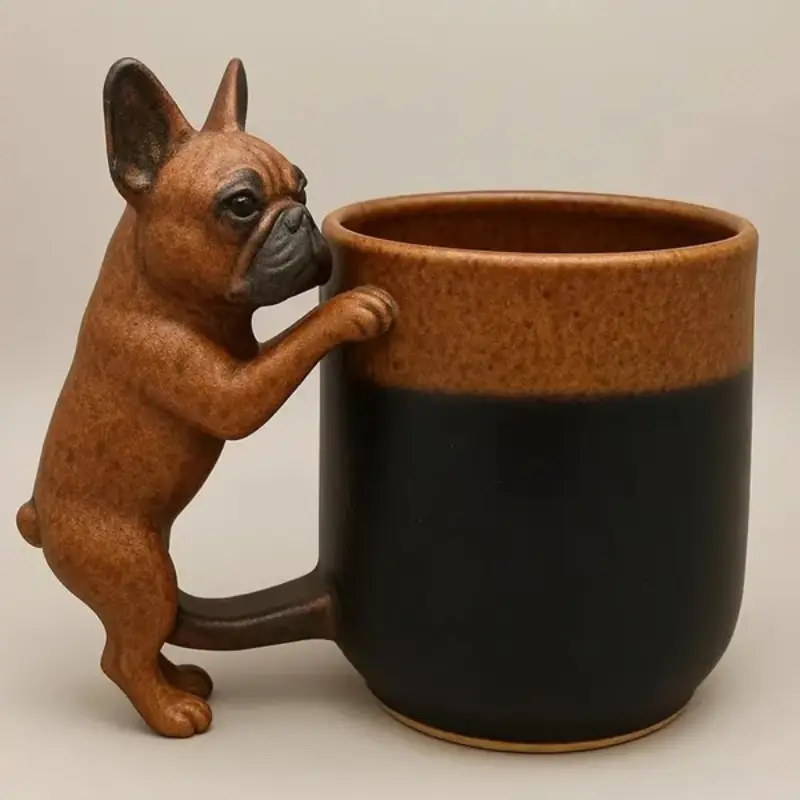Dachshund Coffee Mug – Realistic Dog Handle Design, Non-Slip Base, Fun Gift for Dog Lovers