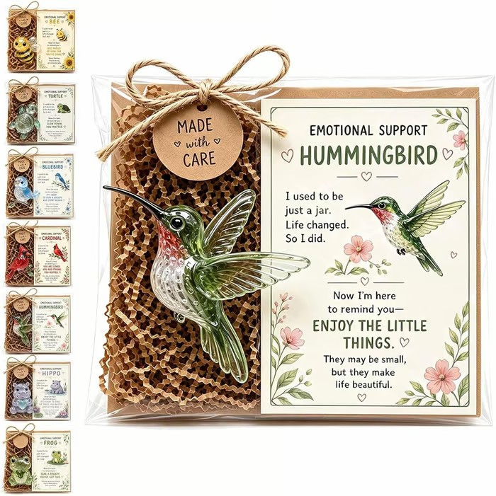 💌 Emotional Support Glass Animal Gift Set | 7 Meaningful Designs with Encouragement Card & Gift-Ready Packaging ✨