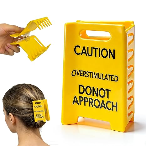 Overstimulated Caution Sign Hair Claw Clips