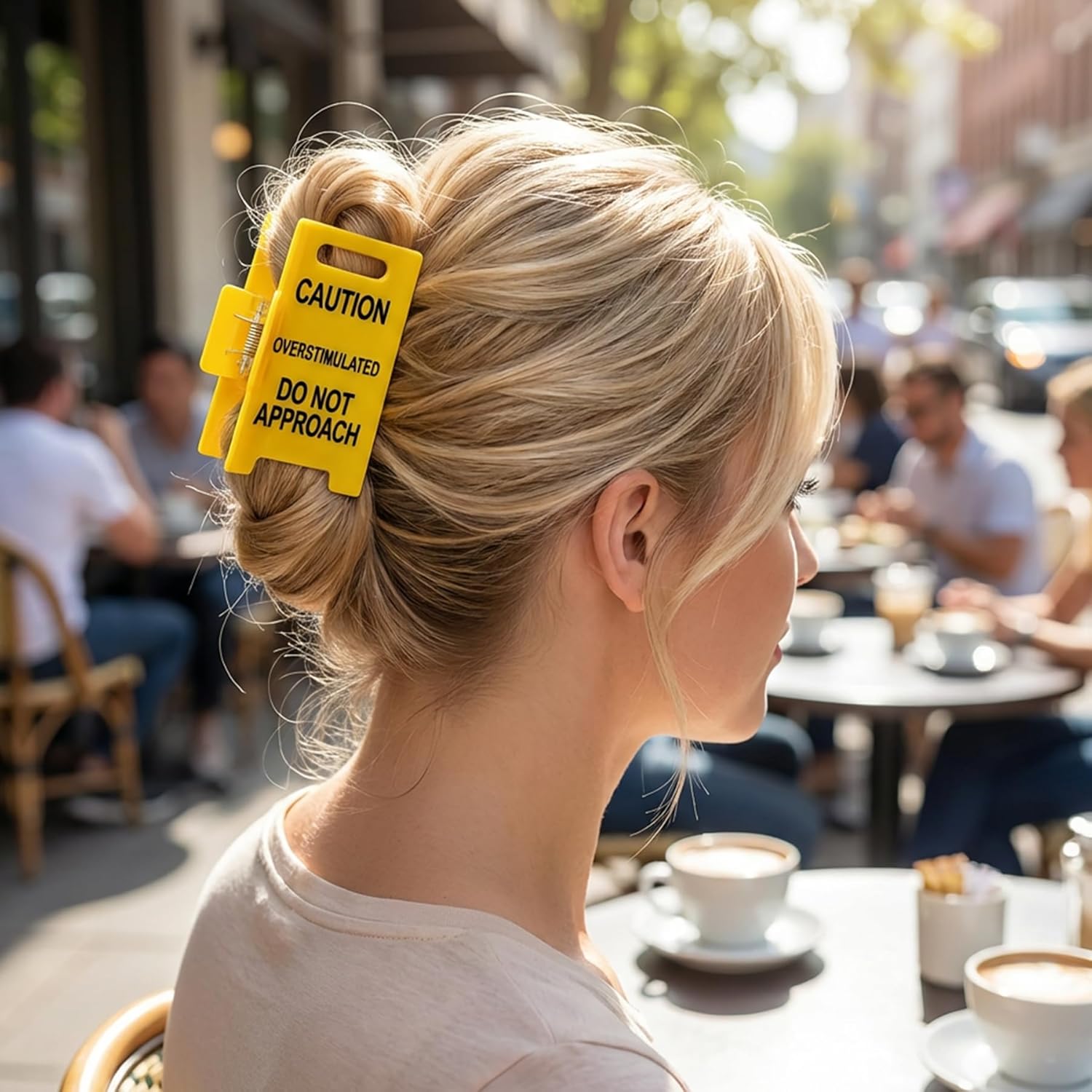Overstimulated Caution Sign Hair Claw Clips