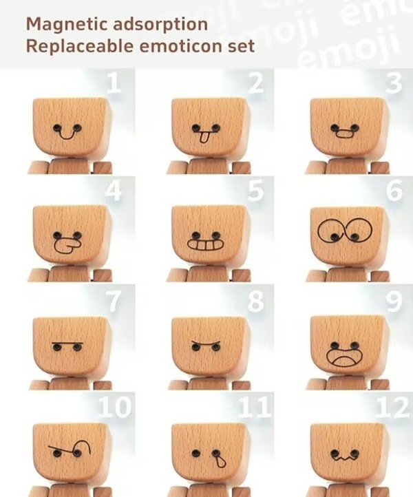 😊Change The Mood With A Simple Swap - Handmade Swaying Wooden Figure With 12 Magnetic Expressions🎁