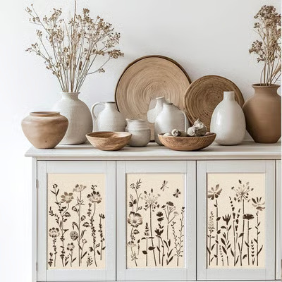 🔥Last Day 49% OFF - 🌸🖌️6-Piece Wildflower Stencil for Painting - Large Reusable Floral Design for DIY Furniture Decor🖼️