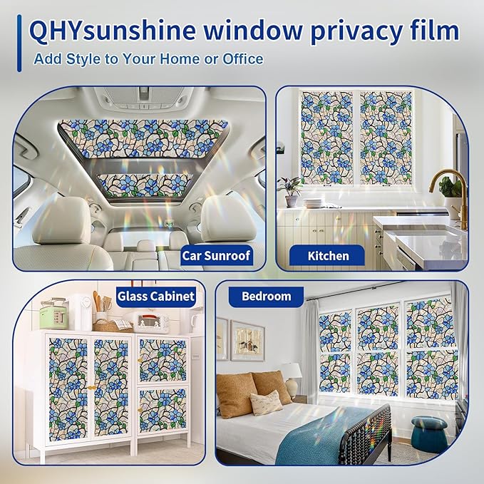 Floral Stained Glass Window Film