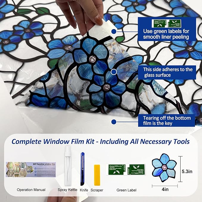 Floral Stained Glass Window Film