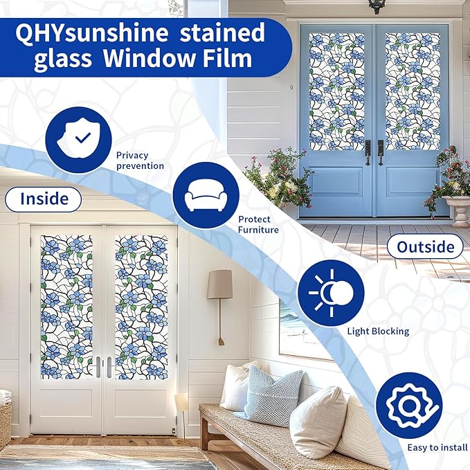 Floral Stained Glass Window Film