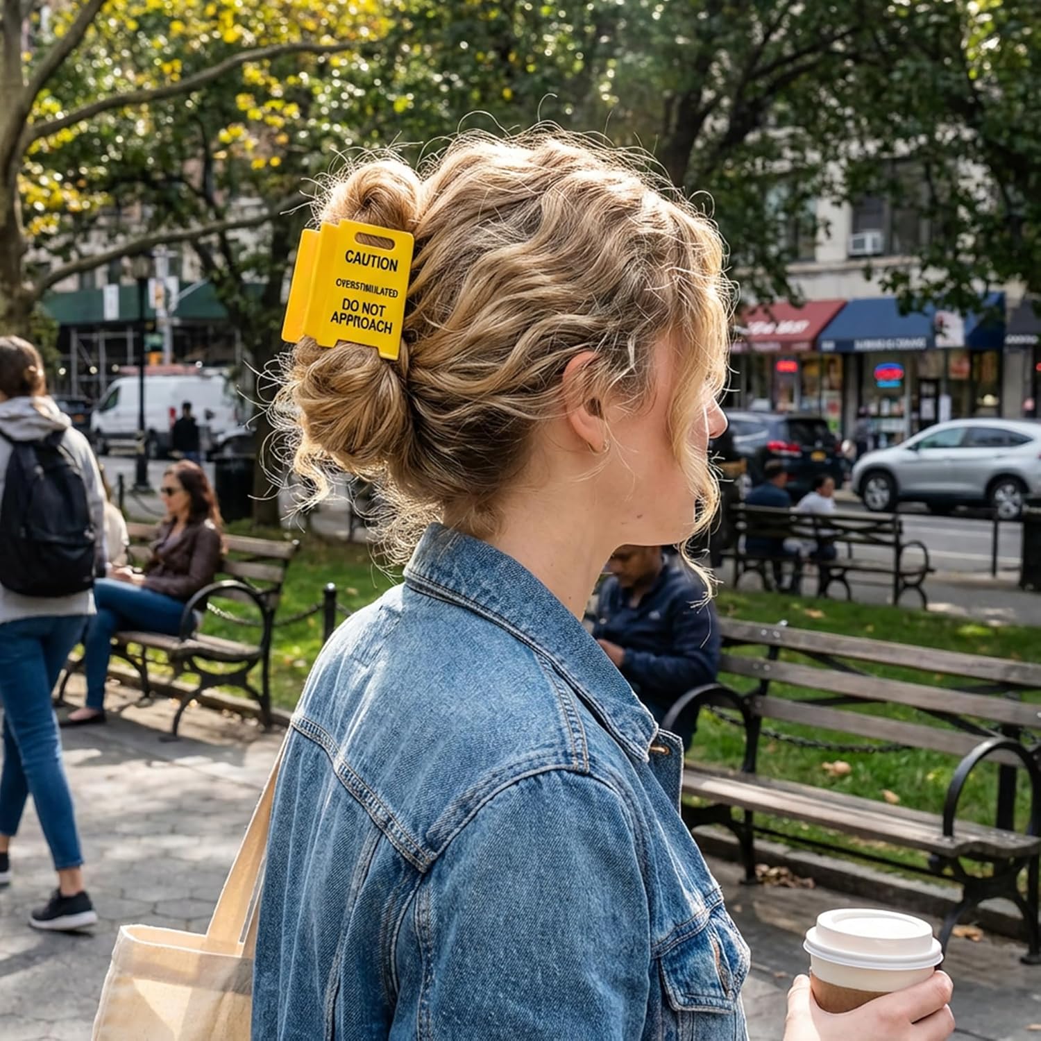 Overstimulated Caution Sign Hair Claw Clips