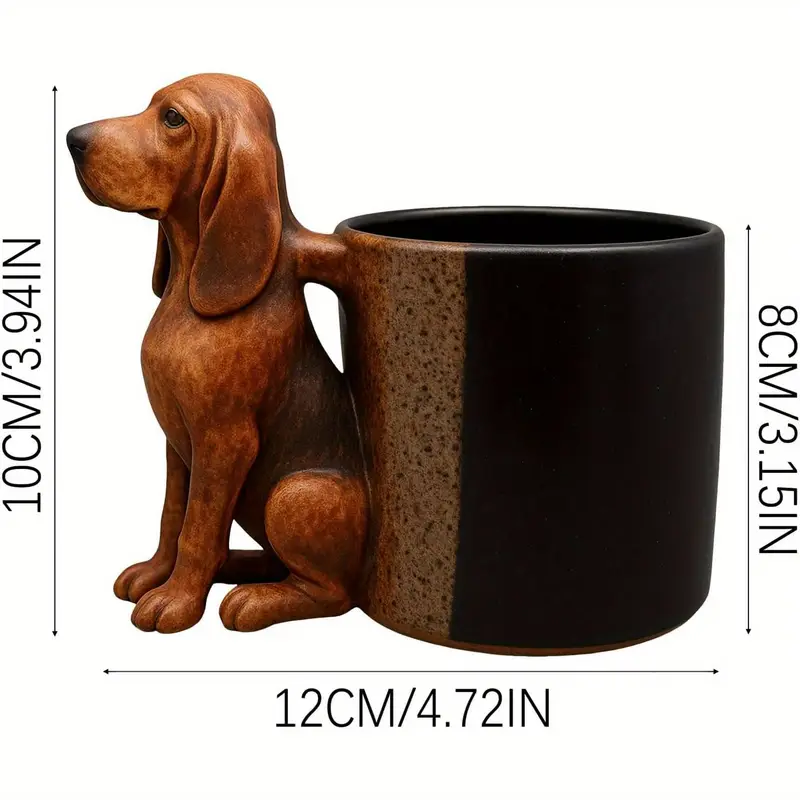 Dachshund Coffee Mug – Realistic Dog Handle Design, Non-Slip Base, Fun Gift for Dog Lovers