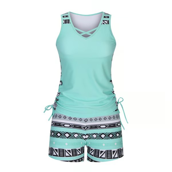 Miraclesuit Women's Tummy Control Tankini Set with Built-In Bra – Flattering Boho Swimwear with Shorts🔥 Buy 2 Free Shipping