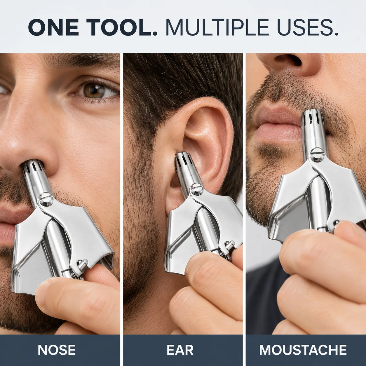 Manual trimmer for nose ear and moustache grooming