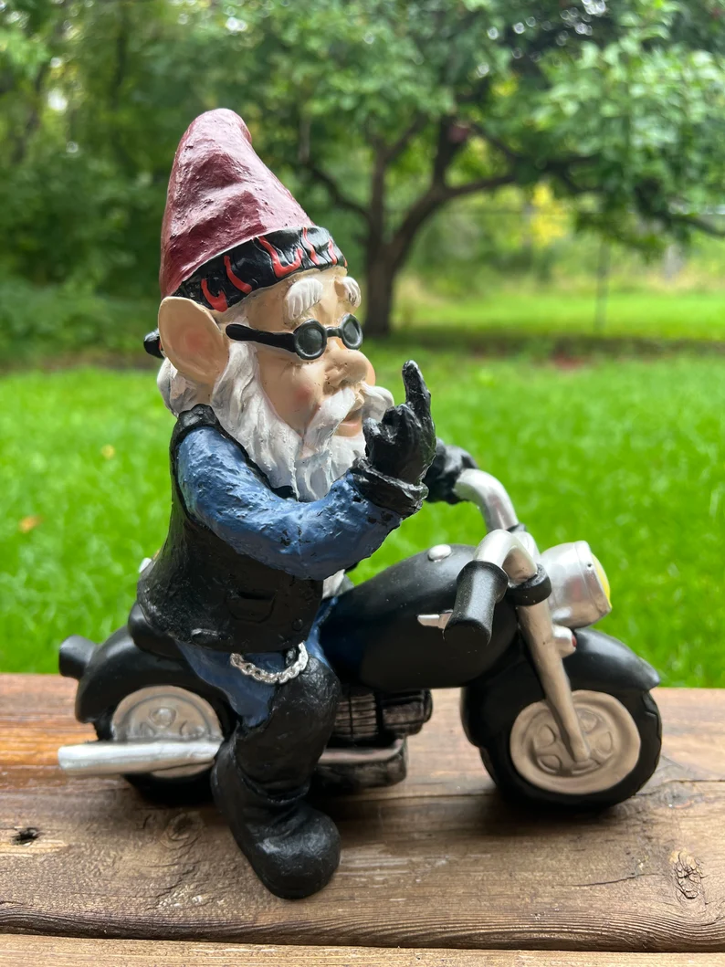 Resin Biker Garden Gnome