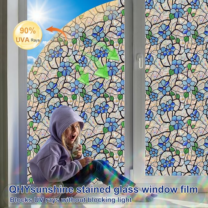 Floral Stained Glass Window Film
