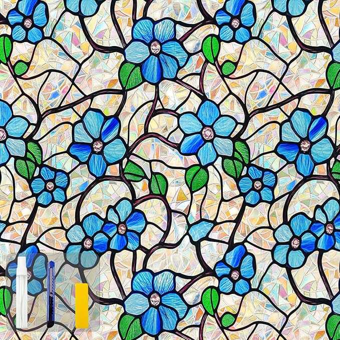 Floral Stained Glass Window Film