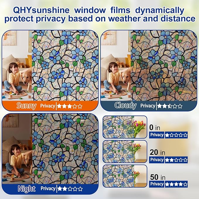Floral Stained Glass Window Film
