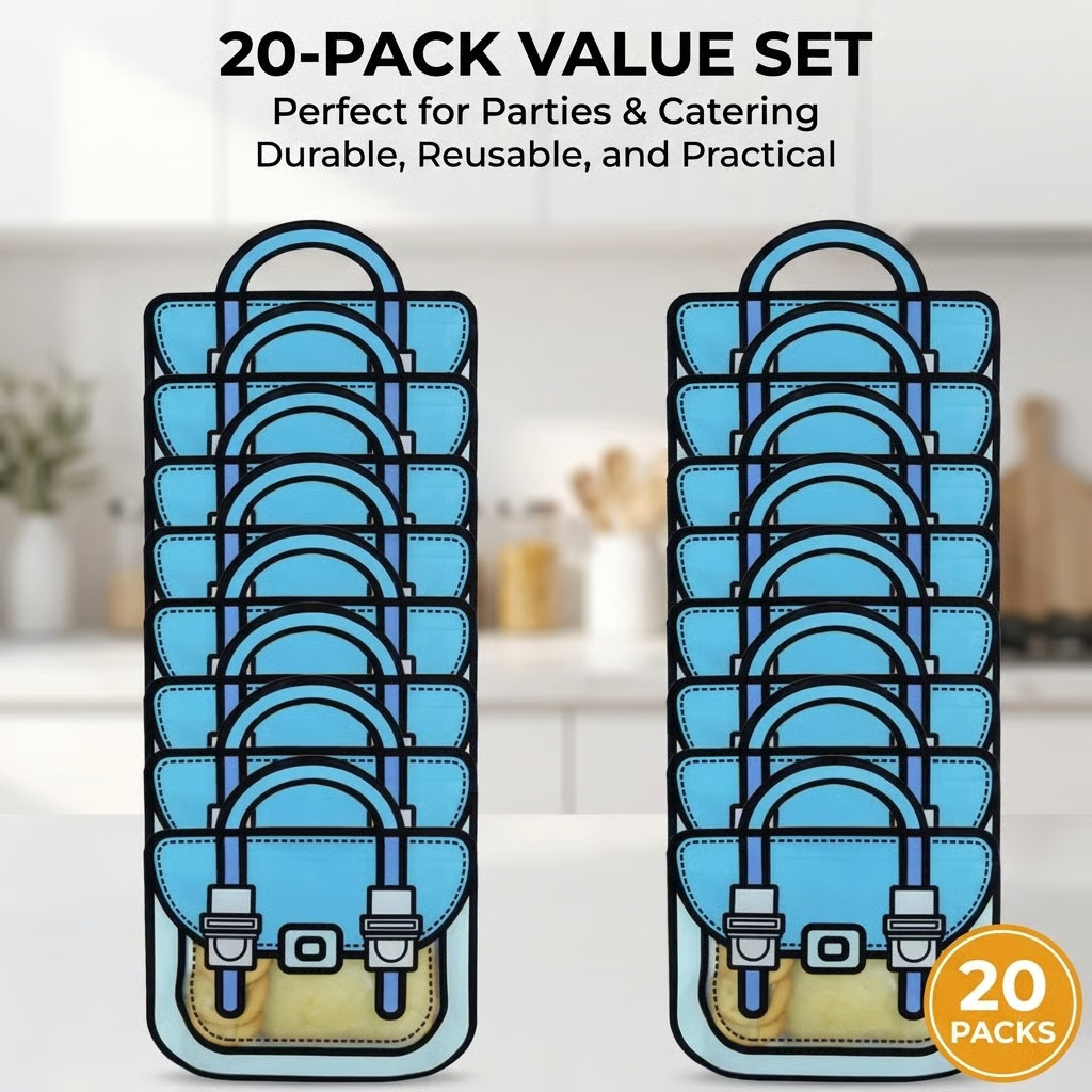 🛍️20-Pack Reusable Backpack Goody Bags | Smell-Proof Stand-Up Treat Pouches : Multi-Color Snack & Stationery Organizer for Kids Parties ✨