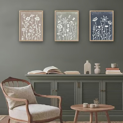 🔥Last Day 49% OFF - 🌸🖌️6-Piece Wildflower Stencil for Painting - Large Reusable Floral Design for DIY Furniture Decor🖼️