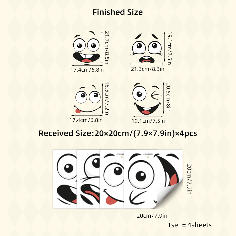 😆 Eco-Friendly Funny Face Sticker Set(4 whimsical facial expressions from grinning to silly)