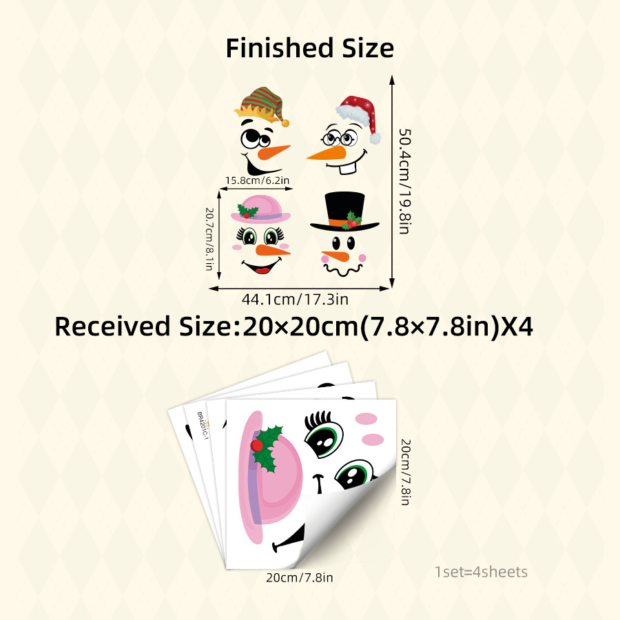 😆 Eco-Friendly Funny Face Sticker Set(4 whimsical facial expressions from grinning to silly)