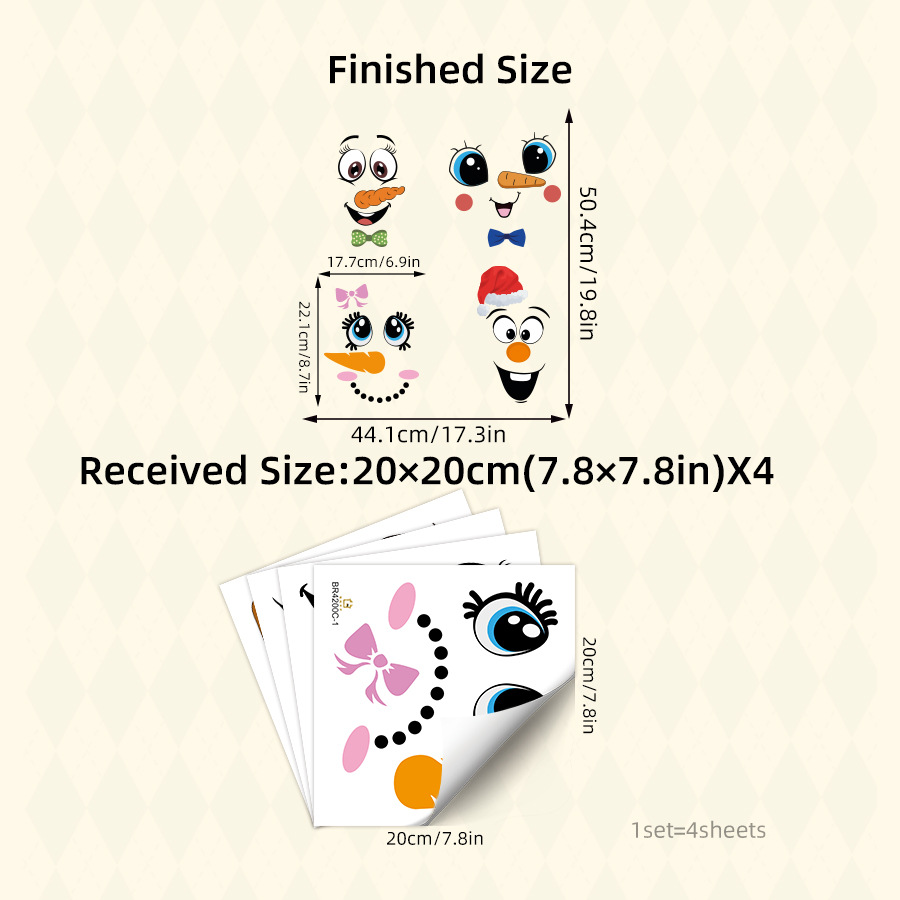 😆 Eco-Friendly Funny Face Sticker Set(4 whimsical facial expressions from grinning to silly)