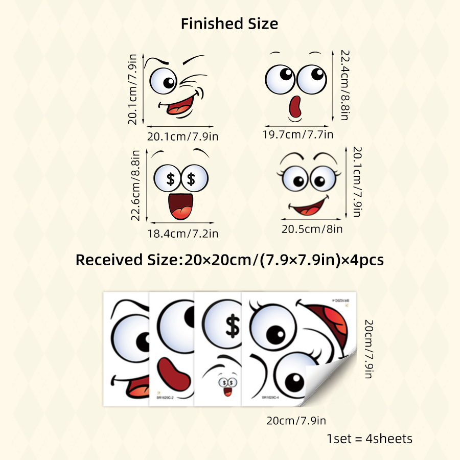 😆 Eco-Friendly Funny Face Sticker Set(4 whimsical facial expressions from grinning to silly)