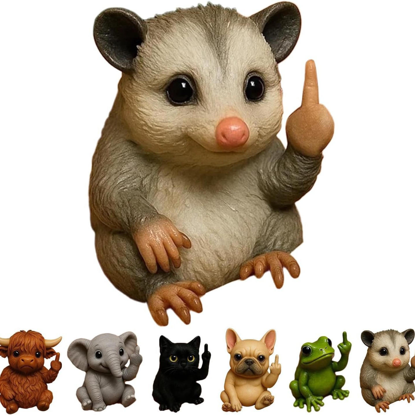 Funny Mini Animal Statue with Middle Finger – Quirky Resin Desk & Garden Decoration, Novelty Gift Idea