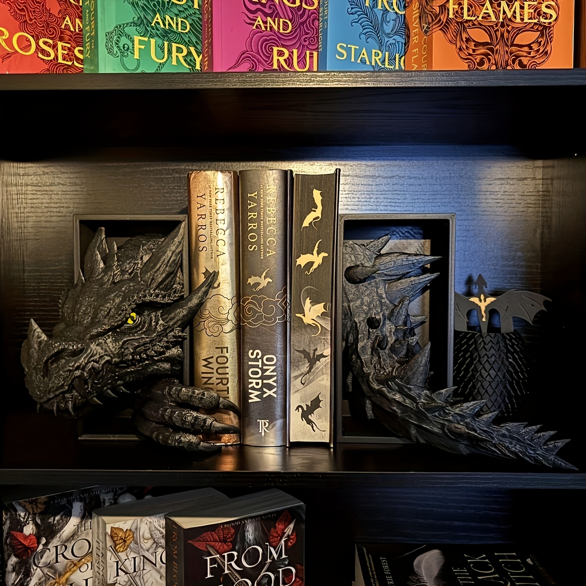 Fantasy Dragon Bookends – Detailed Resin Home Decor for Book Lovers