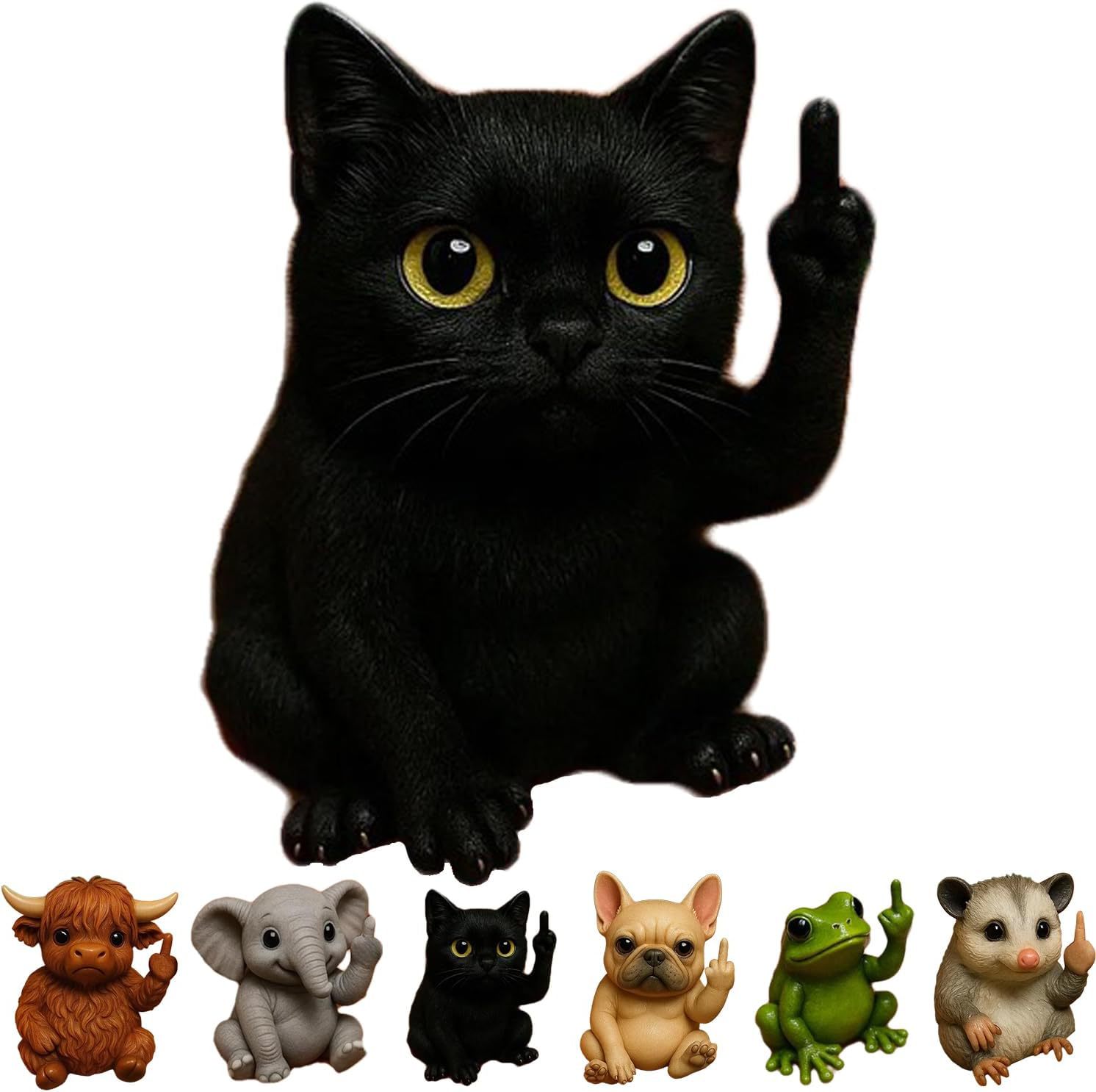 Funny Mini Animal Statue with Middle Finger – Quirky Resin Desk & Garden Decoration, Novelty Gift Idea