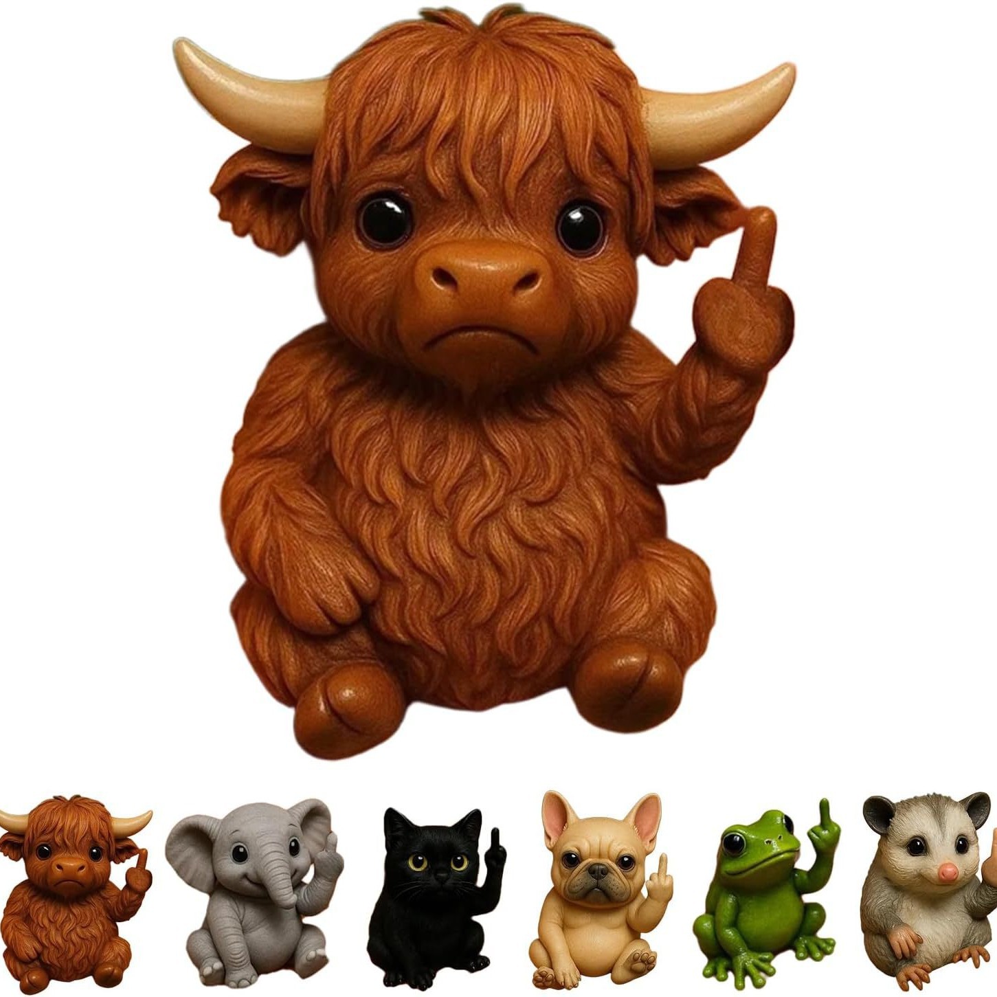 Funny Mini Animal Statue with Middle Finger – Quirky Resin Desk & Garden Decoration, Novelty Gift Idea