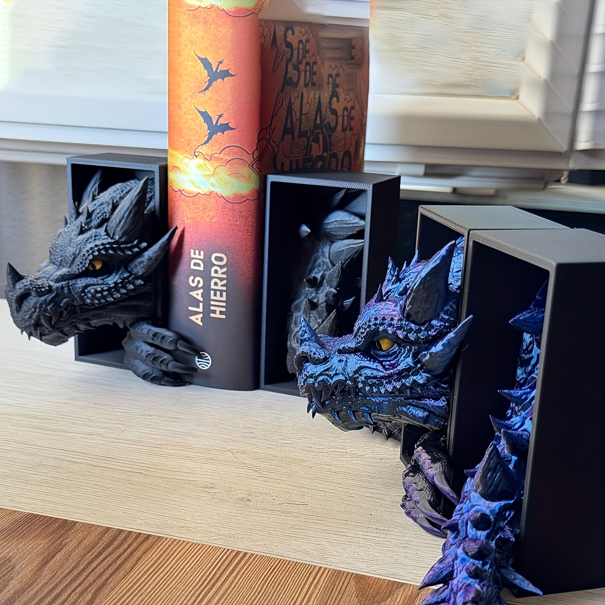 Fantasy Dragon Bookends – Detailed Resin Home Decor for Book Lovers