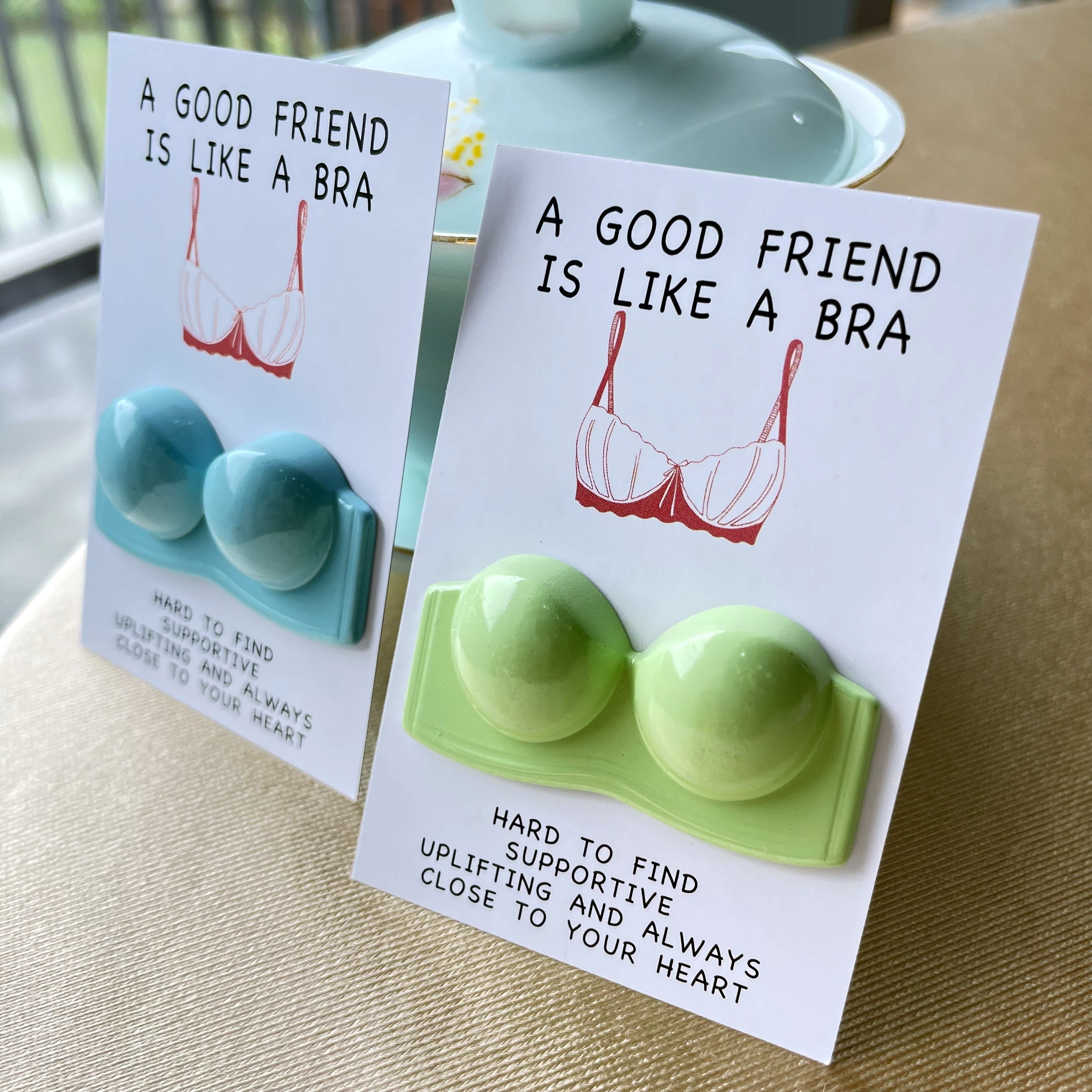 Warm & Uplifting Heartfelt Pocket Hug Card - "A Good Friend is Like a Bra" Message