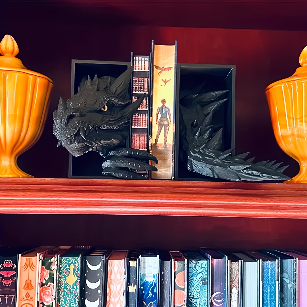 Fantasy Dragon Bookends – Detailed Resin Home Decor for Book Lovers