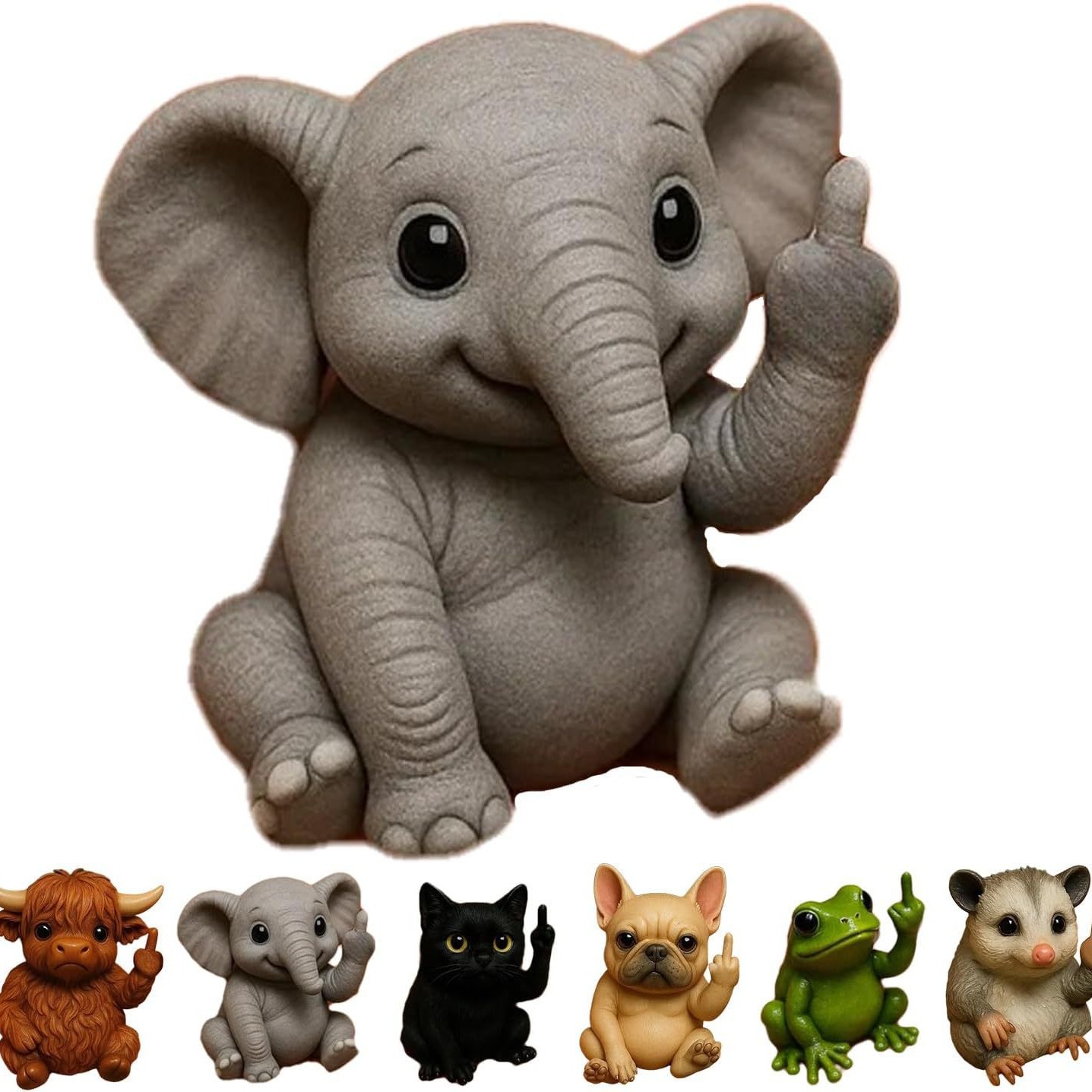 Funny Mini Animal Statue with Middle Finger – Quirky Resin Desk & Garden Decoration, Novelty Gift Idea