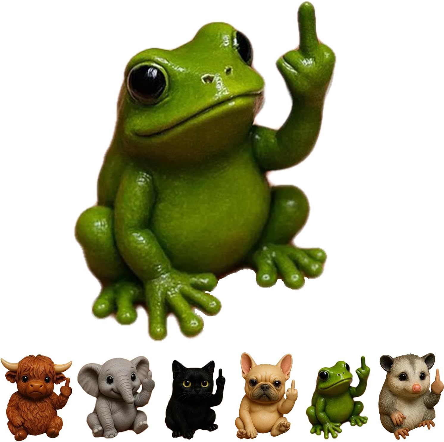 Funny Mini Animal Statue with Middle Finger – Quirky Resin Desk & Garden Decoration, Novelty Gift Idea