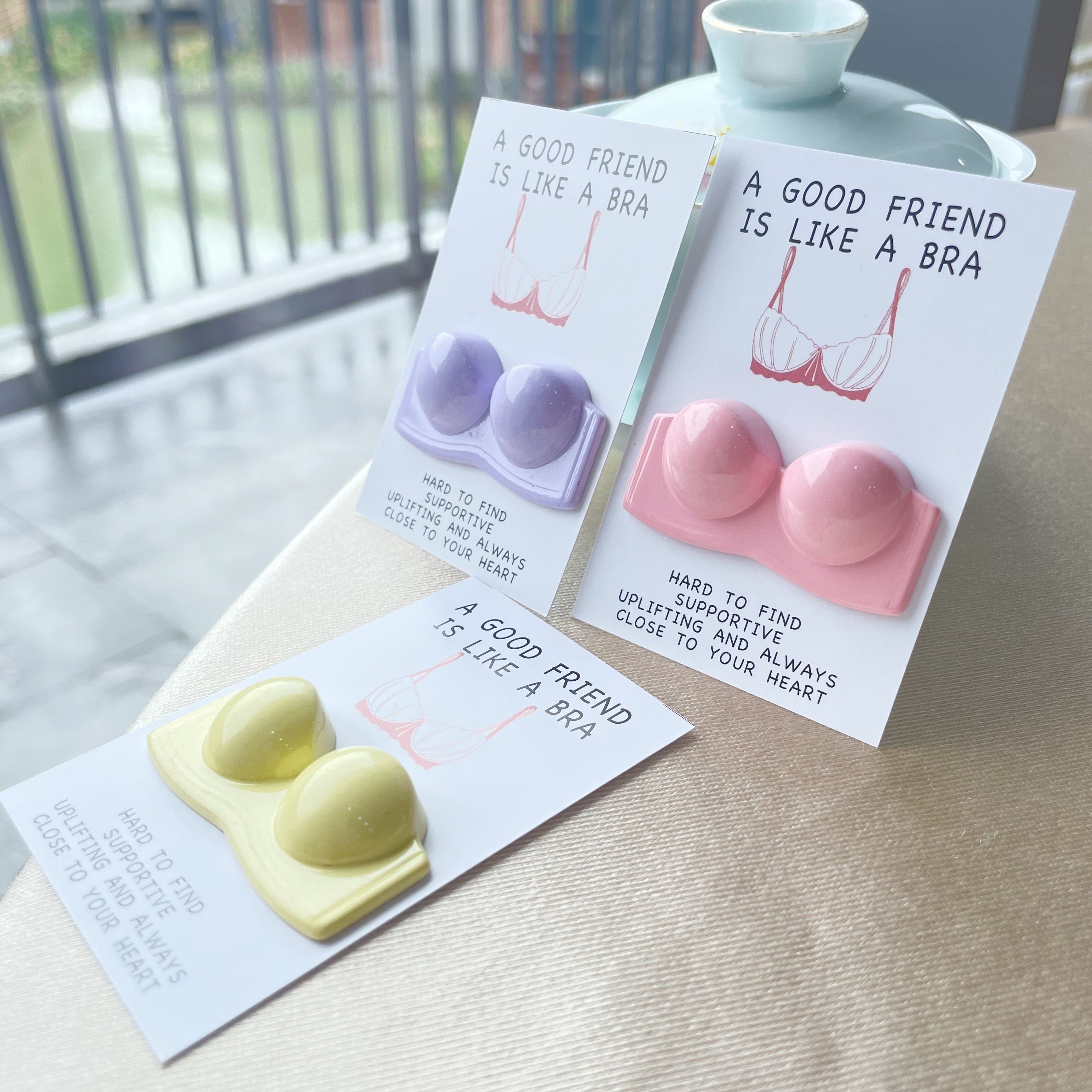 Warm & Uplifting Heartfelt Pocket Hug Card - "A Good Friend is Like a Bra" Message