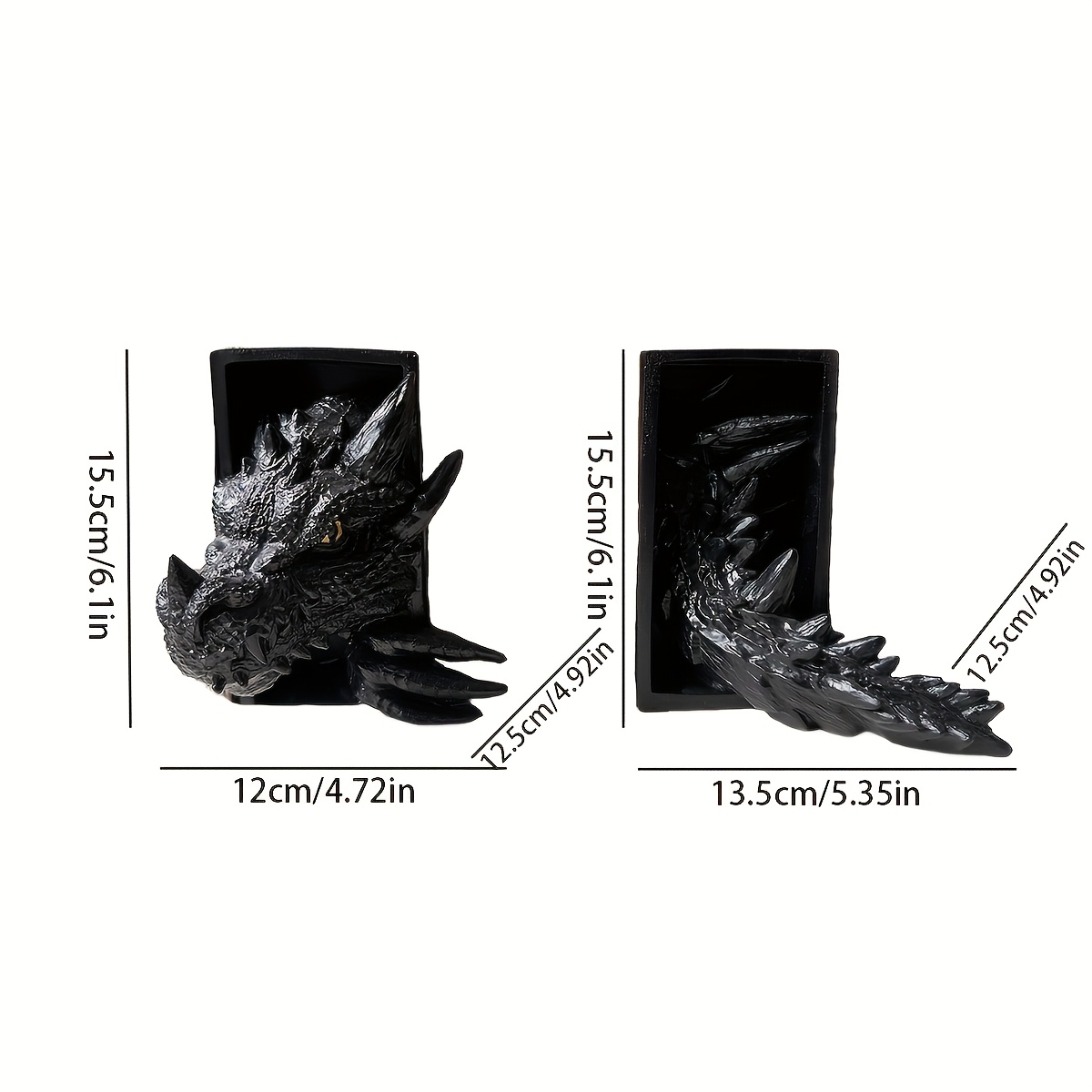 Fantasy Dragon Bookends – Detailed Resin Home Decor for Book Lovers