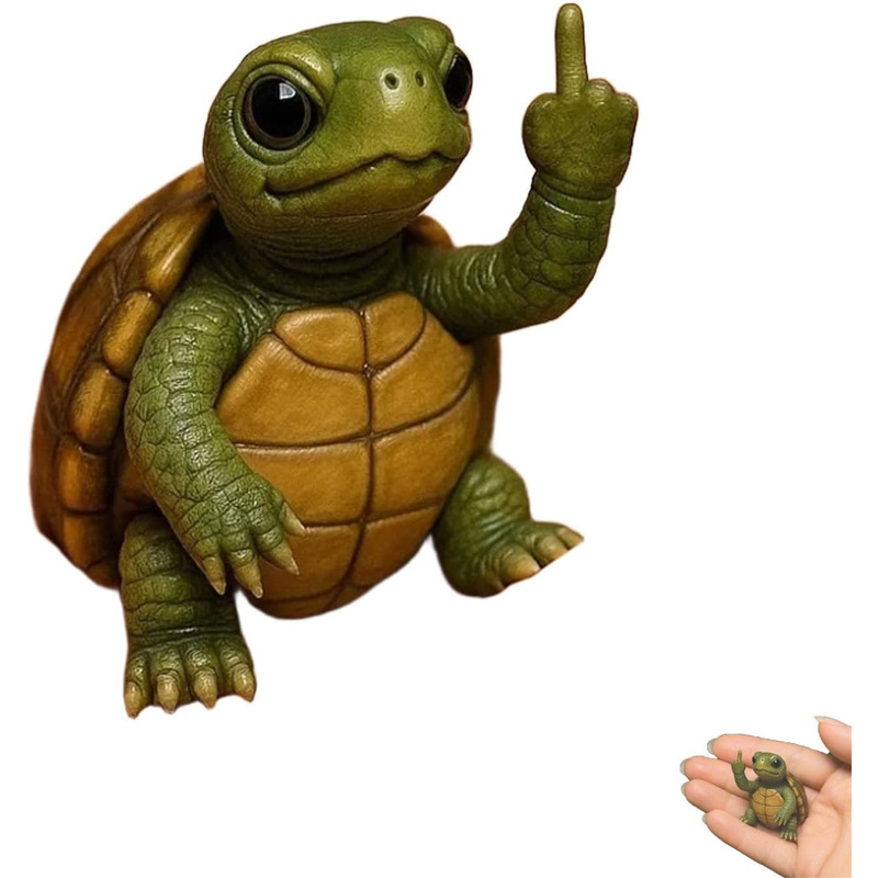 Funny Mini Animal Statue with Middle Finger – Quirky Resin Desk & Garden Decoration, Novelty Gift Idea