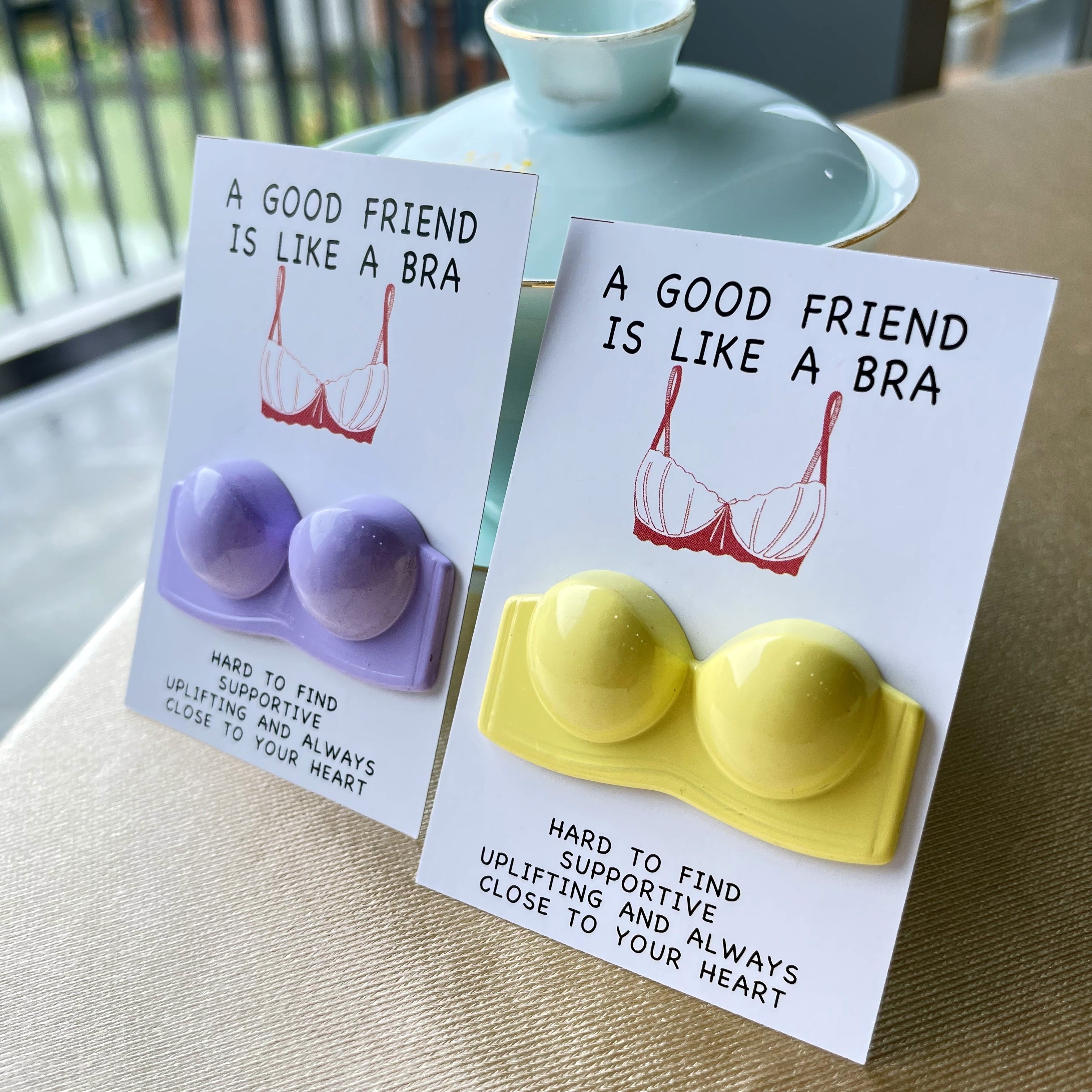 Warm & Uplifting Heartfelt Pocket Hug Card - "A Good Friend is Like a Bra" Message