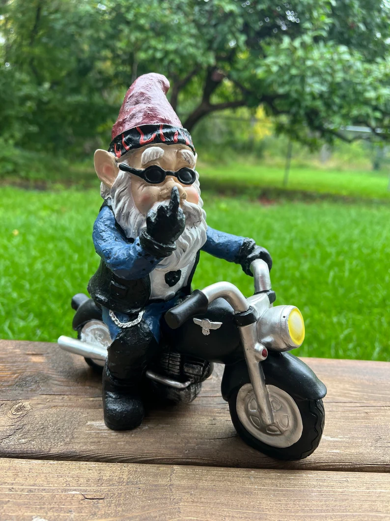 Resin Biker Garden Gnome