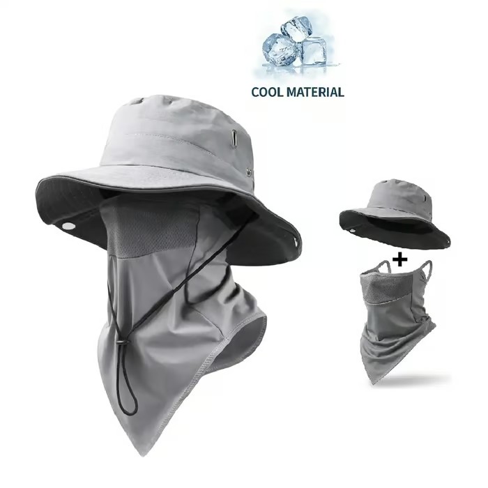 🔥Camouflage 6-in-1 Tactical Bucket Hat – Detachable Face Mask & Neck Flap for Sun Protection