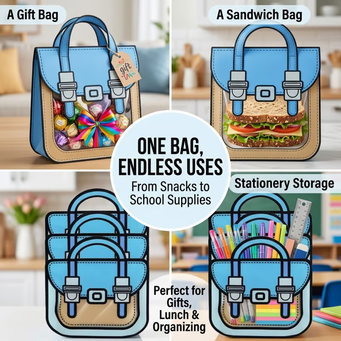 🛍️20-Pack Reusable Backpack Goody Bags | Smell-Proof Stand-Up Treat Pouches : Multi-Color Snack & Stationery Organizer for Kids Parties ✨
